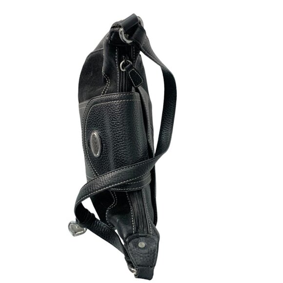 BRIGHTON Black Suede and Pebbled Leather Shoulder Bag - Picture 4 of 12